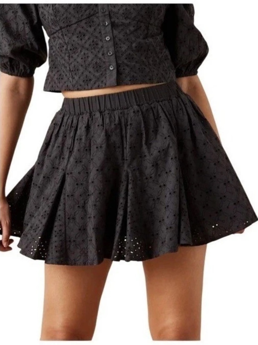 American Eagle Eyelet Lace Ruffle Mini Skort Skirt Pull-On NWT